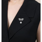 Load image into Gallery viewer, Pearl Brooch Pin, White Crystal Leaf Brooch, Luxury Brooch, Unique Brooch Gift-Modern Brooch-Scarf Brooch-Elegant Brooch-Statement Brooch
