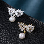 Load image into Gallery viewer, Pearl Brooch Pin, White Crystal Leaf Brooch, Luxury Brooch, Unique Brooch Gift-Modern Brooch-Scarf Brooch-Elegant Brooch-Statement Brooch

