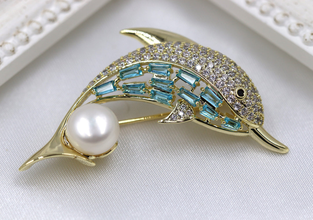 dolphin 18k gold plated brooch