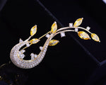 Load image into Gallery viewer, Luxury Brooch, Gold and Yellow Zircon Crystals Leaf Brooch Gift, Cute Brooch, Elegant Brooch, Statement Brooch, Suit Brooch, Unique Brooch
