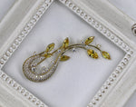 Load image into Gallery viewer, Luxury Brooch, Gold and Yellow Zircon Crystals Leaf Brooch Gift, Cute Brooch, Elegant Brooch, Statement Brooch, Suit Brooch, Unique Brooch

