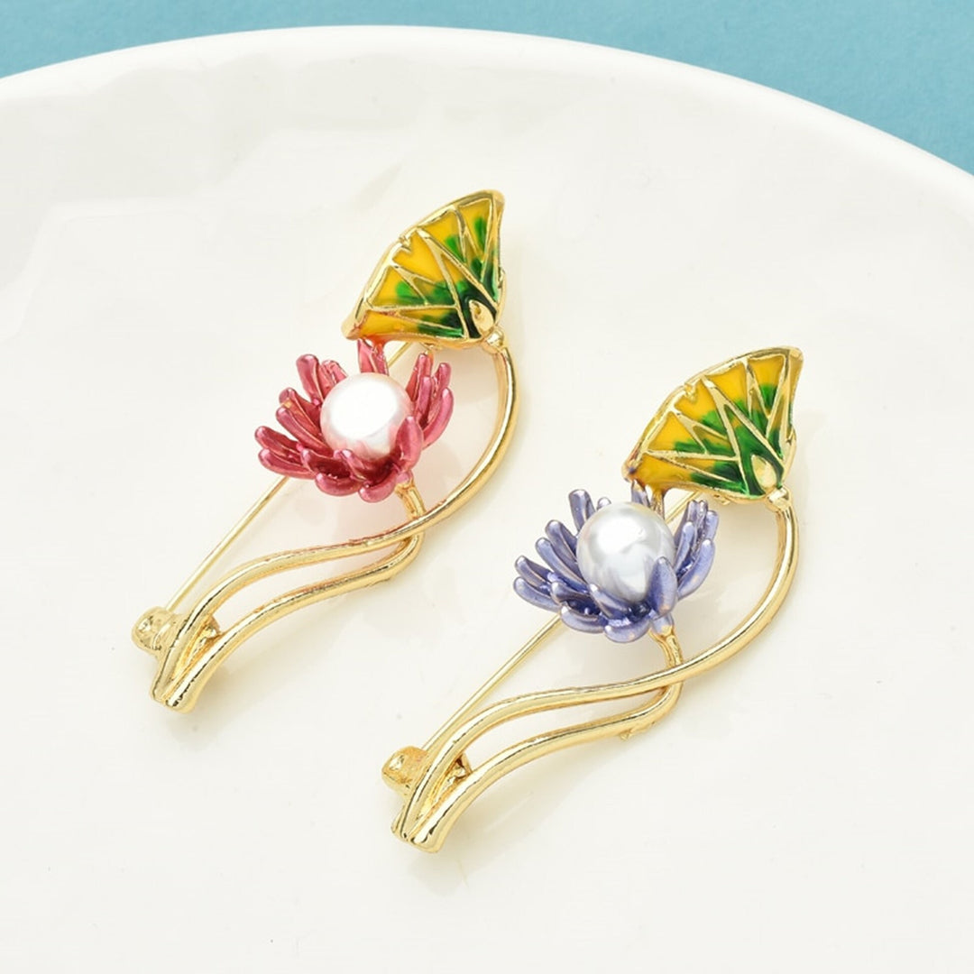 enamel lotus flower brooch