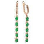 Load image into Gallery viewer, Emerald Earrings, Luxury Earrings, Rose Gold Earrings, Formal Earrings, Gift, Green Crystal Unique Earrings, Rose Gold Bridal Earrings
