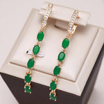 Load image into Gallery viewer, Emerald Earrings, Luxury Earrings, Rose Gold Earrings, Formal Earrings, Gift, Green Crystal Unique Earrings, Rose Gold Bridal Earrings
