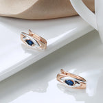 Load image into Gallery viewer, Blue Sapphire Earrings, Luxury Earrings, Rose Gold Earrings, Formal Earrings, Gift, Daily Jewelry, Zircon Stud Earrings, Unique Earrings
