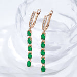 Load image into Gallery viewer, Emerald Earrings, Luxury Earrings, Rose Gold Earrings, Formal Earrings, Gift, Green Crystal Unique Earrings, Rose Gold Bridal Earrings
