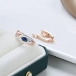 Load image into Gallery viewer, Blue Sapphire Earrings, Luxury Earrings, Rose Gold Earrings, Formal Earrings, Gift, Daily Jewelry, Zircon Stud Earrings, Unique Earrings
