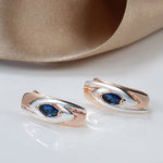 Load image into Gallery viewer, Blue Sapphire Earrings, Luxury Earrings, Rose Gold Earrings, Formal Earrings, Gift, Daily Jewelry, Zircon Stud Earrings, Unique Earrings

