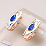 Load image into Gallery viewer, Blue Sapphire Earrings, Luxury Earrings, Rose Gold Earrings, Formal Earrings, Gift, Daily Jewelry, Zircon Stud Earrings, Unique Earrings
