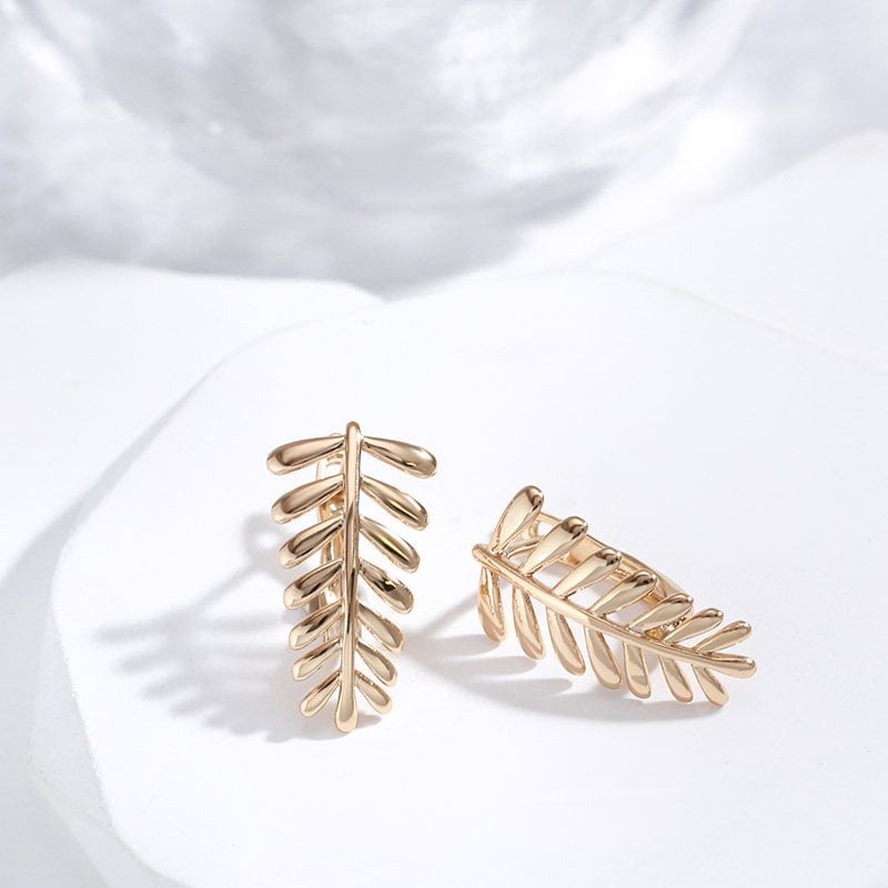 Oak Leaf Earrings, Rose Gold Leaf Earrings, Minimalist Luxury Earrings, Simple Rose Gold Earrings, Formal Earrings, Gift, Modern Earrings