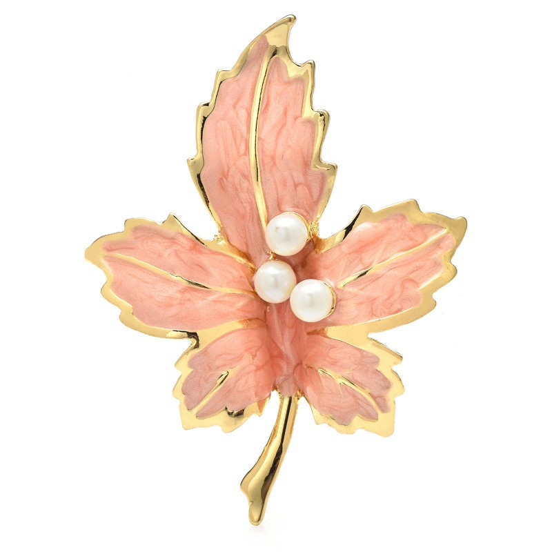 Luxury Maple Leaf Brooch, Elegant Brooch, Unique Gift, Enamel Contemporary Brooch, Unique Brooch, Statement Brooch, Vintage Suit Brooch