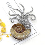Load image into Gallery viewer, Octopus Brooch, Natural Shell Elegant Brooch, Statement Brooch, Modern Brooch, Suit Brooch, Good Luck Gift, Unique Brooch, Natural Stone
