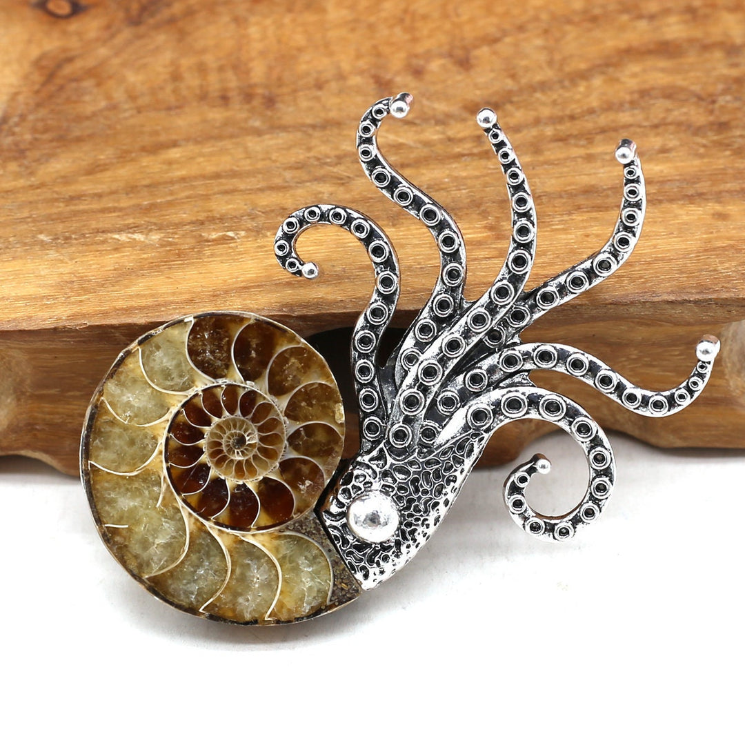 Octopus Brooch, Natural Shell Elegant Brooch, Statement Brooch, Modern Brooch, Suit Brooch, Good Luck Gift, Unique Brooch, Natural Stone