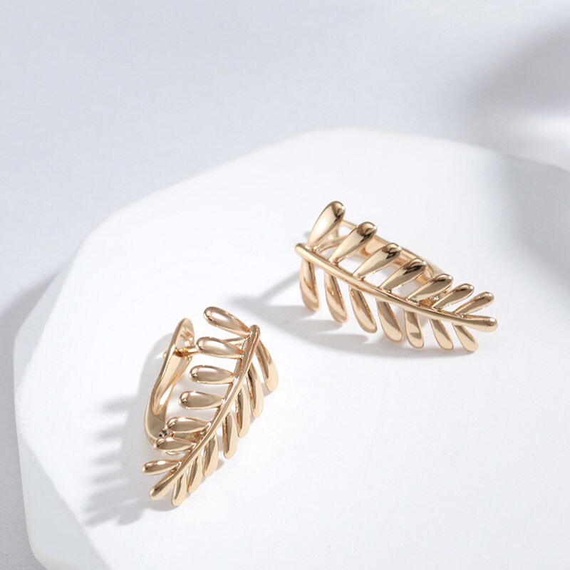 Oak Leaf Earrings, Rose Gold Leaf Earrings, Minimalist Luxury Earrings, Simple Rose Gold Earrings, Formal Earrings, Gift, Modern Earrings