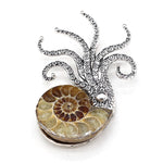 Load image into Gallery viewer, Octopus Brooch, Natural Shell Elegant Brooch, Statement Brooch, Modern Brooch, Suit Brooch, Good Luck Gift, Unique Brooch, Natural Stone
