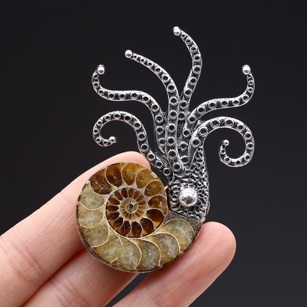 Octopus Brooch, Natural Shell Elegant Brooch, Statement Brooch, Modern Brooch, Suit Brooch, Good Luck Gift, Unique Brooch, Natural Stone