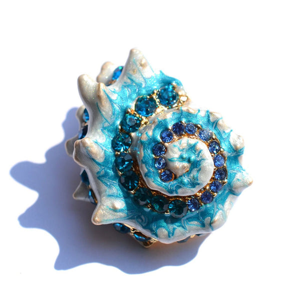 Blue Conch Enamel Brooch