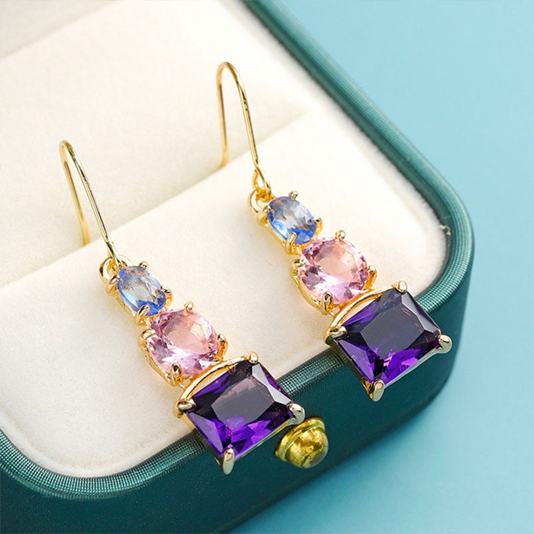 Colorful Crystal Earrings, Statement Luxury Earrings, Unique Geometric Earrings, Multicolor Stud Earrings, Formal Earrings, Modern Earrings