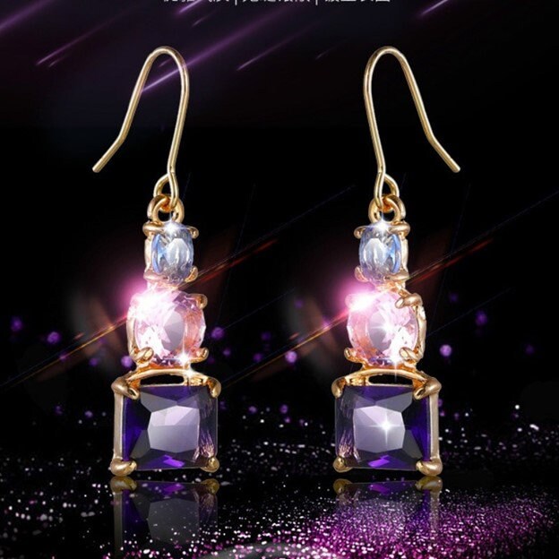 Colorful Crystal Earrings, Statement Luxury Earrings, Unique Geometric Earrings, Multicolor Stud Earrings, Formal Earrings, Modern Earrings