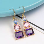 Load image into Gallery viewer, Colorful Crystal Earrings, Statement Luxury Earrings, Unique Geometric Earrings, Multicolor Stud Earrings, Formal Earrings, Modern Earrings
