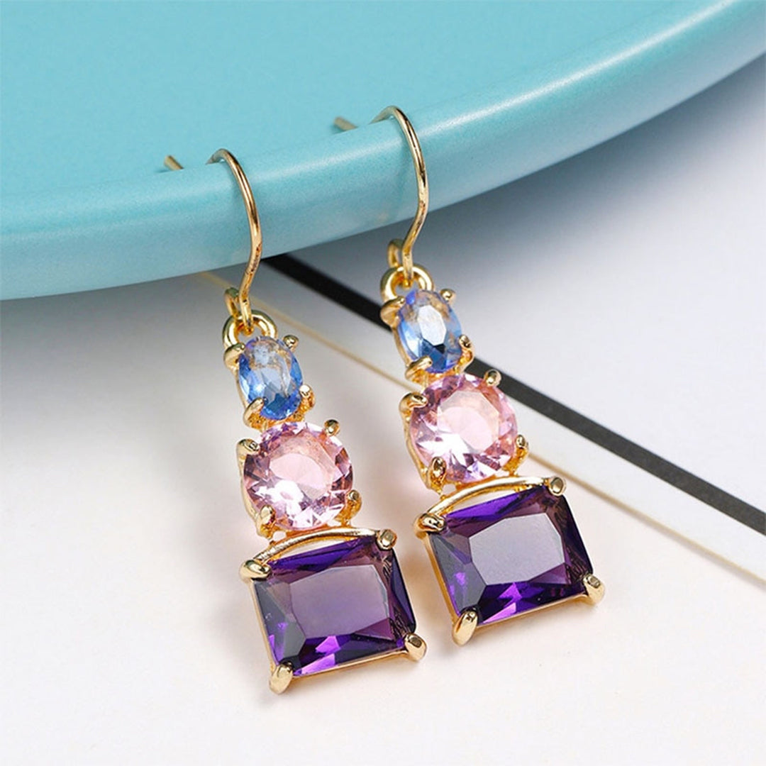 Colorful Crystal Earrings, Statement Luxury Earrings, Unique Geometric Earrings, Multicolor Stud Earrings, Formal Earrings, Modern Earrings