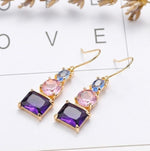 Load image into Gallery viewer, Colorful Crystal Earrings, Statement Luxury Earrings, Unique Geometric Earrings, Multicolor Stud Earrings, Formal Earrings, Modern Earrings
