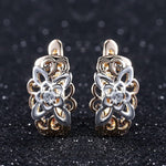 Load image into Gallery viewer, Rose Gold Flower Earrings, 24k Gold Earrings, Luxury Earrings, Unique Earrings Gift, Formal Earrings, Daily Jewelry, Bridal Earrings
