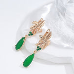 Load image into Gallery viewer, Flower Emerald Earrings, Luxury Earrings, Rose Gold Earrings, Formal Earrings Gift, Green Crystal Unique Earrings, Rose Gold Bridal Earrings
