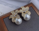 Load image into Gallery viewer, Luxury Earrings, Orchid Flower Earrings, Real Pearl Earrings, Formal Earrings, Bridal Earrings, Silver Earrings, Dangle Earrings

