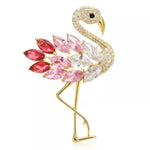 Load image into Gallery viewer, Pink Flamingo Brooch, Luxury Crystal Brooch, 18k Gold Elegant Brooch, Gift, Daily Jewelry, Modern Brooch,  Unique Brooch, Vintage Brooch
