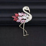 Load image into Gallery viewer, Pink Flamingo Brooch, Luxury Crystal Brooch, 18k Gold Elegant Brooch, Gift, Daily Jewelry, Modern Brooch,  Unique Brooch, Vintage Brooch
