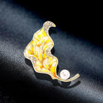 Load image into Gallery viewer, Enamel Yellow Leaf Brooch, Statement Brooch, Elegant Brooch, Vintage Brooch, Unique Gift, Suit Brooch, Daily Jewelry, Modern Brooch

