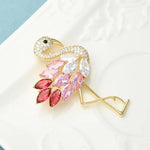 Load image into Gallery viewer, Pink Flamingo Brooch, Luxury Crystal Brooch, 18k Gold Elegant Brooch, Gift, Daily Jewelry, Modern Brooch,  Unique Brooch, Vintage Brooch
