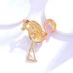 Load image into Gallery viewer, Pink Flamingo Brooch, Enamel Bird Brooch, Crystal Brooch, 18k Gold Elegant Brooch, Luxury Brooch, Gift, Modern Brooch, Unique Brooch
