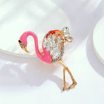 Load image into Gallery viewer, Pink Flamingo Brooch, Enamel Bird Brooch, Crystal Brooch, 18k Gold Elegant Brooch, Luxury Brooch, Gift, Modern Brooch, Unique Brooch
