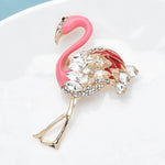 Load image into Gallery viewer, Pink Flamingo Brooch, Enamel Bird Brooch, Crystal Brooch, 18k Gold Elegant Brooch, Luxury Brooch, Gift, Modern Brooch, Unique Brooch
