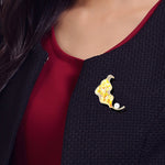 Load image into Gallery viewer, Enamel Yellow Leaf Brooch, Statement Brooch, Elegant Brooch, Vintage Brooch, Unique Gift, Suit Brooch, Daily Jewelry, Modern Brooch
