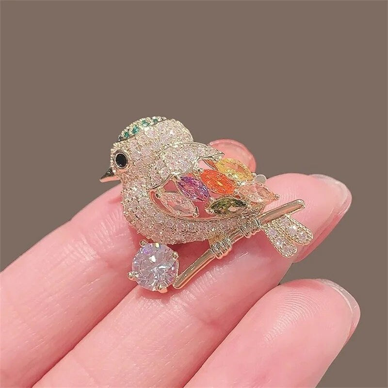 Crystal Bird Brooch, Little Elegant Brooch, Crystal Jewelry, Statement Brooch, Cute Brooch, Gift, Dress Brooch, Modern Brooch, Unique Brooch